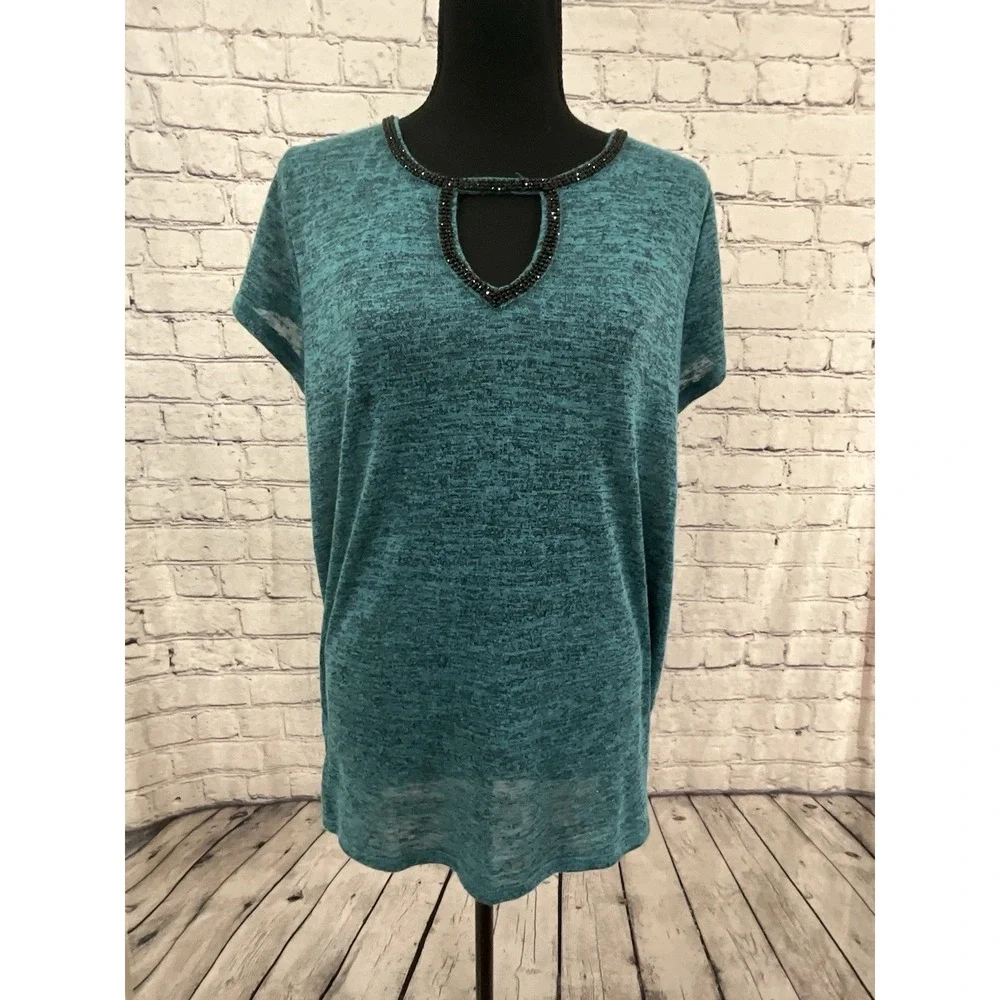 Rhinstone Collar Juicy Couture Blouse Top‎ Sz XL